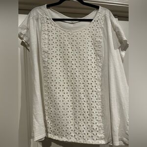 Coldwater Creek White eyelet detail Women's Top